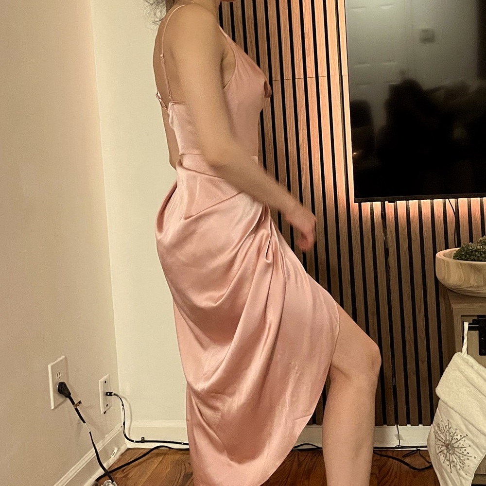 Satin warm pink dress